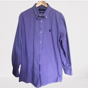 U.S. Polo Assn. Wrinkle Resistant Purple Dress Shirt Long Sleeve 17.5